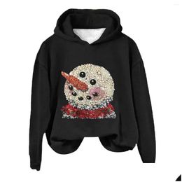 Womens Hoodies Sweatshirts Autumn/Winter Solid Color Loose Long Sleeved Christmas Print Hoodie Drop Delivery Apparel Clothing Dh9Om