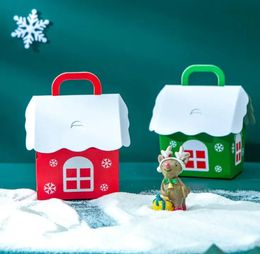 Christmas Gift Packing Box Children Candies Package Boxes Xmas Party Decoration House Shaped Portable Storage Organizers SN1368