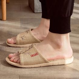 Slippers A461ZXW Women Flax Summer Home Shoes Embroider Floral Sandals Leisure Slides Female Flip Flops Ladies Indoor