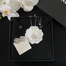 Designer Jewellery Camellia Necklace Earring Set S925 Silver Needle Small Fragrant Home Light Luxury Texture Small Fragrant Style Minimalist