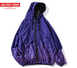 Aelfric Eden Flame Printed Hooded Jacket Coat Autumn Fashion Harajuku Streetwear Oversized Male Coats Casual Cotton Outwear Tops L4176126