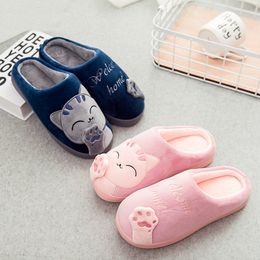 New cotton slippers attract wealth cat girl couple cartoon winter fur cute home indoor warmth postpartum cotton shoes