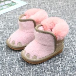 Boots Winter Girl Snow Kids Baby Plush Velvet Shoes Soft Bottom Boys Toddler Children Cotton Warm Fashion