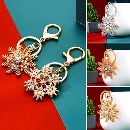 Keychains Rhinestone Snowflake Women Exquisite Handbag Hanging Pendants Keyring Accessories Charm Car Key Ring Jewelry Gifts