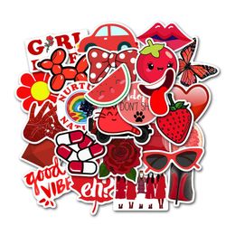 50pcslot Red Girl Lovely Car Sticker Suitcase Trolley Case Laptop Graffiti Sticker PVC Waterproof Stickers4620620