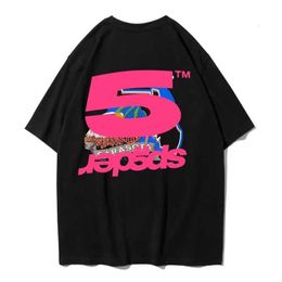 Men's T-Shirts Men Women 1 Best Quality Foaming Printing Spider Web Pattern T-shirt Fashion Top Tees Pink Young Thug Sp5der 555555 T Shirt