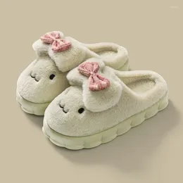 Slippers Kawaii Bear Pattern Casual Slip On Plush Lined ShoesComfortable Indoor Home Anti Cotton