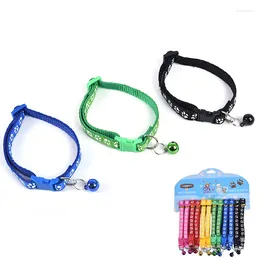 Dog Collars 12pcs/set Colorul Pet Supplies Cat Collar With Bell Adjustable Buckle Accessories Small