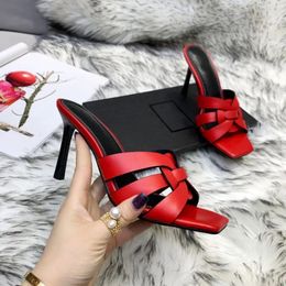 2024 With Box Top Quality lady slippers stiletto Heels Sandals Tribute patent leather mules fashion high heel hotter women luxury designer shoes factory footwear
