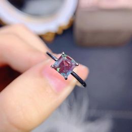 Cluster Rings Solitaire Gemstone For Women Alexandrite Ring Engagement Princess Cut Sterling Silver 925 Fine Jewellery