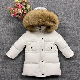 Down Coat 2024 Children Winter Jacket For Boys Thick Warm Super Big Real Fur Teen Girls Outerwear Snowsuit Windproof 2-13Yrs