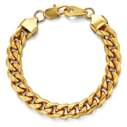 8/10mm Golden Silver Colour Cuban Link Bracelet For Men 14k Yellow Gold Curb Chain Bracelet Mens Jewellery pulseras Hip Hop 2024