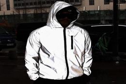 Men039s Jackets High Street Full Reflective Jacket Men Women Harajuku Windbreaker Hooded Hiphop Streetwear Night Shiny Zipper 5578881