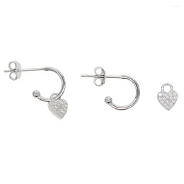 Dangle Earrings Tiny Cute Lovely Sparking Cz Heart Drop Charm Earring 925 Sterling Silver Classic Simple Lover Girlfriend Gift Jewellery