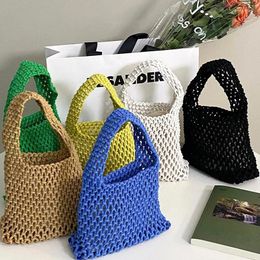 Waist Bags Women Beach Fishnet Bag Woven Totes Crochet Knitted Handbag Handmade Hollow Out Travel Cotton Rope Summer Colorful