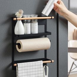 Magnetic Fridge Shelf Paper Towel Roll Holder Magnetic Storage Rack Spice Hang Rack Decorative Metal Shelf Kitchen Organizer307h