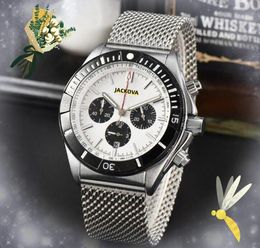 Famous men big dial watches stopwatch luxury auto date quartz clock six pins stainless steel mesh band Good Looing High Quality President Bracelet Watch gifts