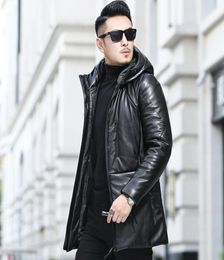 Long Down Parkas Winter Jacket Mens Real Sheepskin Leather Coat Duck Down Padded Overcoat Male Warm Outwear Fashion Snow Jackets H2330156