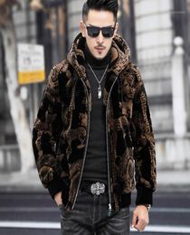 Men039s Fur Faux Highquality Leopard Print Short Hooded Korean Gold Mink Jacket Sheep Shearing Warmth Thick Coat Men1163540