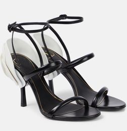 Perfect Summer Roserouche Women Sandals Shoes Sculpted Heels 3D-effect Flower Ankle Strap Party Dress Wedding High Heels EU35-42 With Box