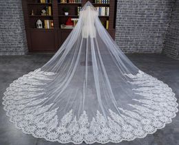 3 Metre White Cathedral Wedding Veils Long Lace Edge Bridal Veil with Comb Ivory Wedding Accessories Bride Mantilla Wedding Veil4871538