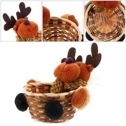 Dinnerware Sets Christmas Basket Dining Table Decor Xmas Ornament Candy Baskets Desktop Adornment Bamboo Child Container