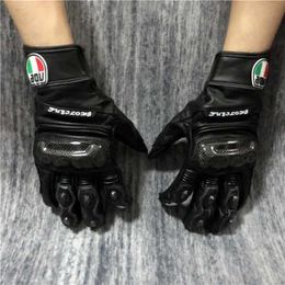 Aagv Gloves Agv Carbon Fibre Riding Gloves for Men and Women Four Seasons Motorcycle Racing Genuine Leather Knight Anti Drop Waterproof Summer Xxdh