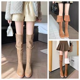 Fashion winter boots womens ankles Knee booties Tall Boot Black Leather Over-knee Boot Party Knight Boots length flat a