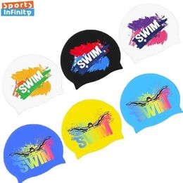 Swimming Caps Silicone Waterproof Professional Swimming Caps Ear Protection Solid Colour Printed Swim Cap for Adults and Child Pool Accesories YQ240119