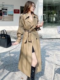 Women's Trench Coats LANMREM Korean Coat For Women Double Breasted Long Sleeves Belt Casual Female Clothing 2024 Autumn 2YA3920