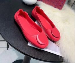 6008 Ballet shoes designer womens Dress shoes Spring Autumn sheepskin Metal buckle fashion Flat Egg roll boat shoe Lady leather Lazy dance Loafers