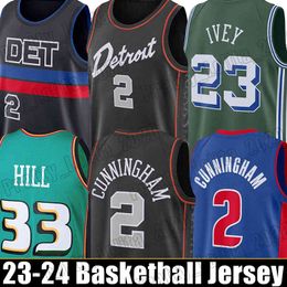 Cade Cunningham Basketball Jersey 23 2 Jaden Ivey Grant Hill Detroits Jerseys 33 11 Mens Isiah Thomas Piston 2023 2024