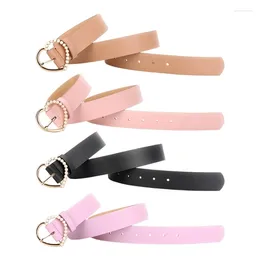 Belts Woman Daily Commute Belt For Dresses Waist With Pearl Heart Pin Buckle