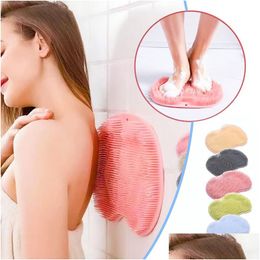 Bath Tools Accessories Sile Body Scrubber Shower Foot Mat Mas And Back Washing Brush Wall Mounted Bathroom Anti-Slip Drop Delivery Hea Dh8Du