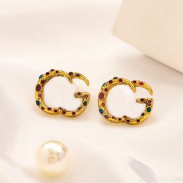 Women Plated Earrings Designer Gold Brand Letter Stud Retro Earring Wedding Fashion Jewellery Accessories