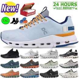On with Box on Cloudnova Running Shoes Men Women Designer Sneakers Black Eclipse Demin Ruby Eclipse Rose Iron Leaf Silver Orange Triple White Womens T