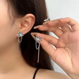 Dangle Earrings Y2K Crystal Heart Stud For Women Fashion Korean Silver Colour Pink Personality Earring Girl Party Jewellery Gifts