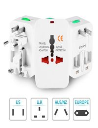 All in One Universal International Plug Adapter 2 USB Port World Travel AC Power Charger Adaptor with AU US UK EU converter Plugs3435520