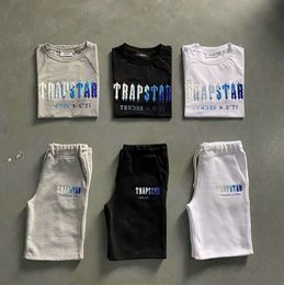 Men's Trapstar T Shirt Set Letter Embroidered Tracksuit Short Sleeve Plush Shorts Motion current 5511ess