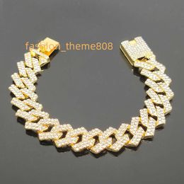 New Fashion Hip hop 15mm Pink Diamonds Cuban Chain Gold Plated Zinc Alloy Cuban Link Chain Necklace For Men Jewellery necklace