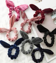 Kids Velvet elastic hair scrunchie girls stereo rabbit ear hairbands head bands ponytail holder children princess hair accessories4731398