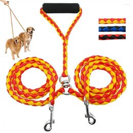 Dog Collars With Handle Double Twin Lead Safty Anti-winding Leash Rope Walk Training Nylon 2 Way