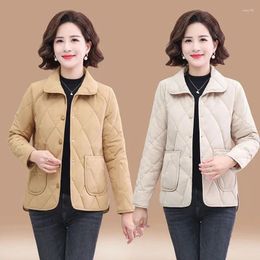 Women's Trench Coats 2024 Autumn Winter Jacket Women Middle-Aged And Elderly Thin Long-sleeved Cotton-Padded Tops Female Parkas Outerwear
