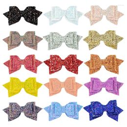 Hair Accessories 5-inch Shiny Gradient Sequin Cloth Swallowtail Children Bow Accessory Shoes Hats Clothing Baby 6pcs/Lot