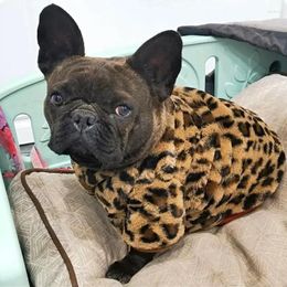 Dog Apparel Cute Cartoon Leopard Print Winter Dogs Clothing Add Cotton Thicken Pet Cat Coat Clothes Gift