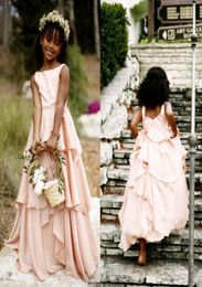 2020 A Line Flower Girl Dresses Tiered Skirt Little Girls Birthday Party Wear Kids First Communion Dresses2562093