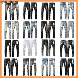 Purple Jeans Fashion Mens Designer Distressed Bikers Womens Ripped High Street Brand Patch Hole Denim Cargo for Men Black Pants 59B4