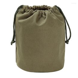 Storage Bags Drawstring Canvas Travel Outdoor Camping Sundry Makeup Pouch Tableware Backpack