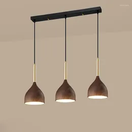 Pendant Lamps Three-Head Dining Room Chandelier Modern Minimalist Creative Wood Grain Bedside Table Coffee Shop Bar Lamp