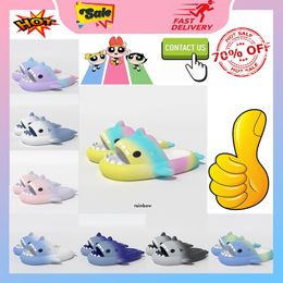 Designer Casual Platform shark Slides Slippers Men Woman anti rainbow fashion slip wear-resistant weight Low cut super soft sandals Flat Slipper